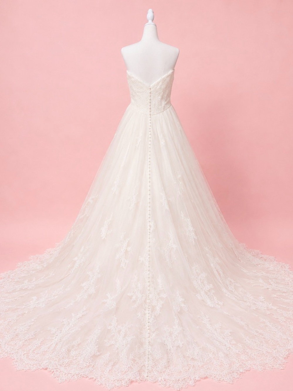 Allure Couture Strapless Lace Ball Gown Wedding Dress in Ivory - Picture 5 of 12